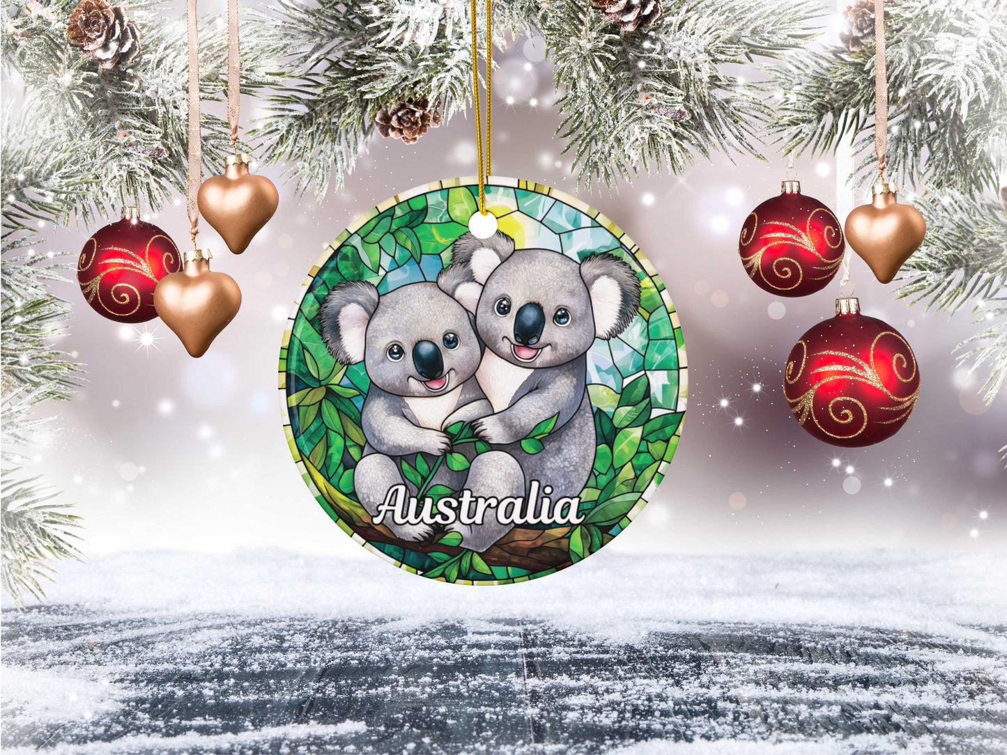 Australia Faux Stained Glass Style Ornament