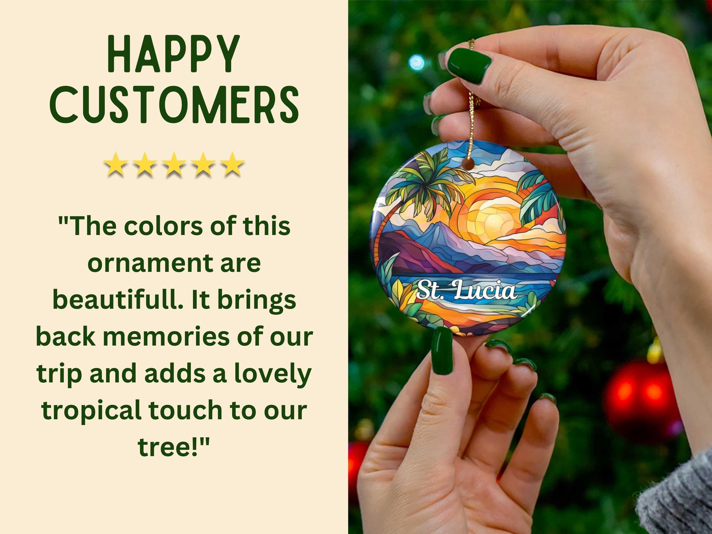 St. Lucia Stained Glass Style Ornament