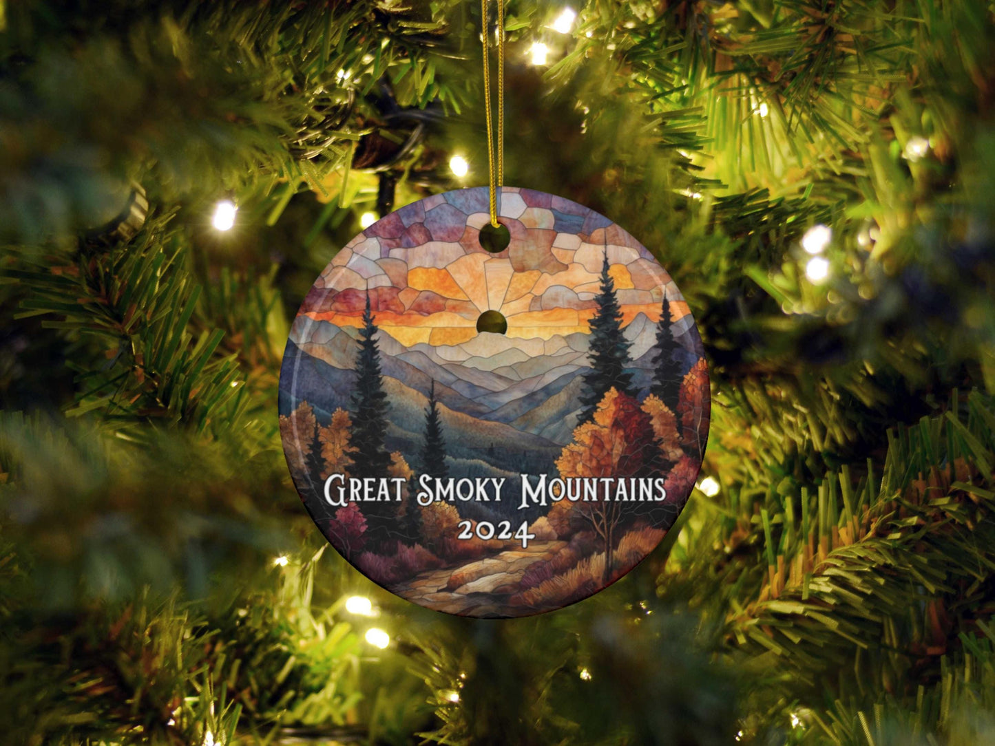 Great Smoky Mountains National Park Stained Glass Style Ornament