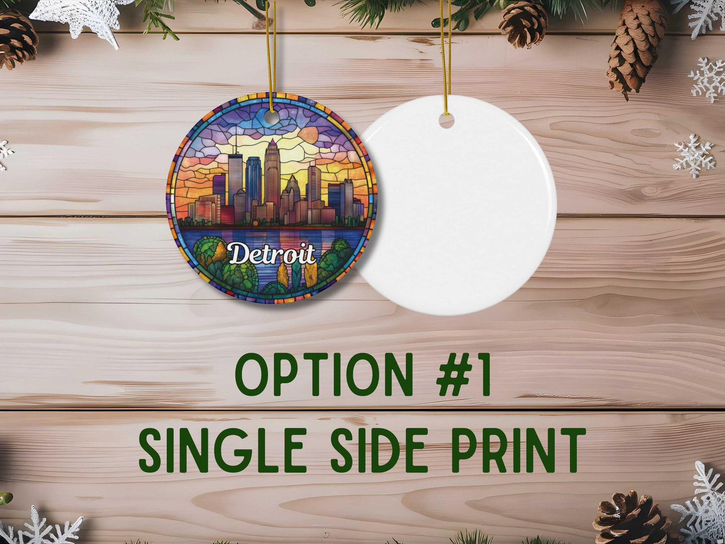 Detroit Faux Stained Glass Style Ornament