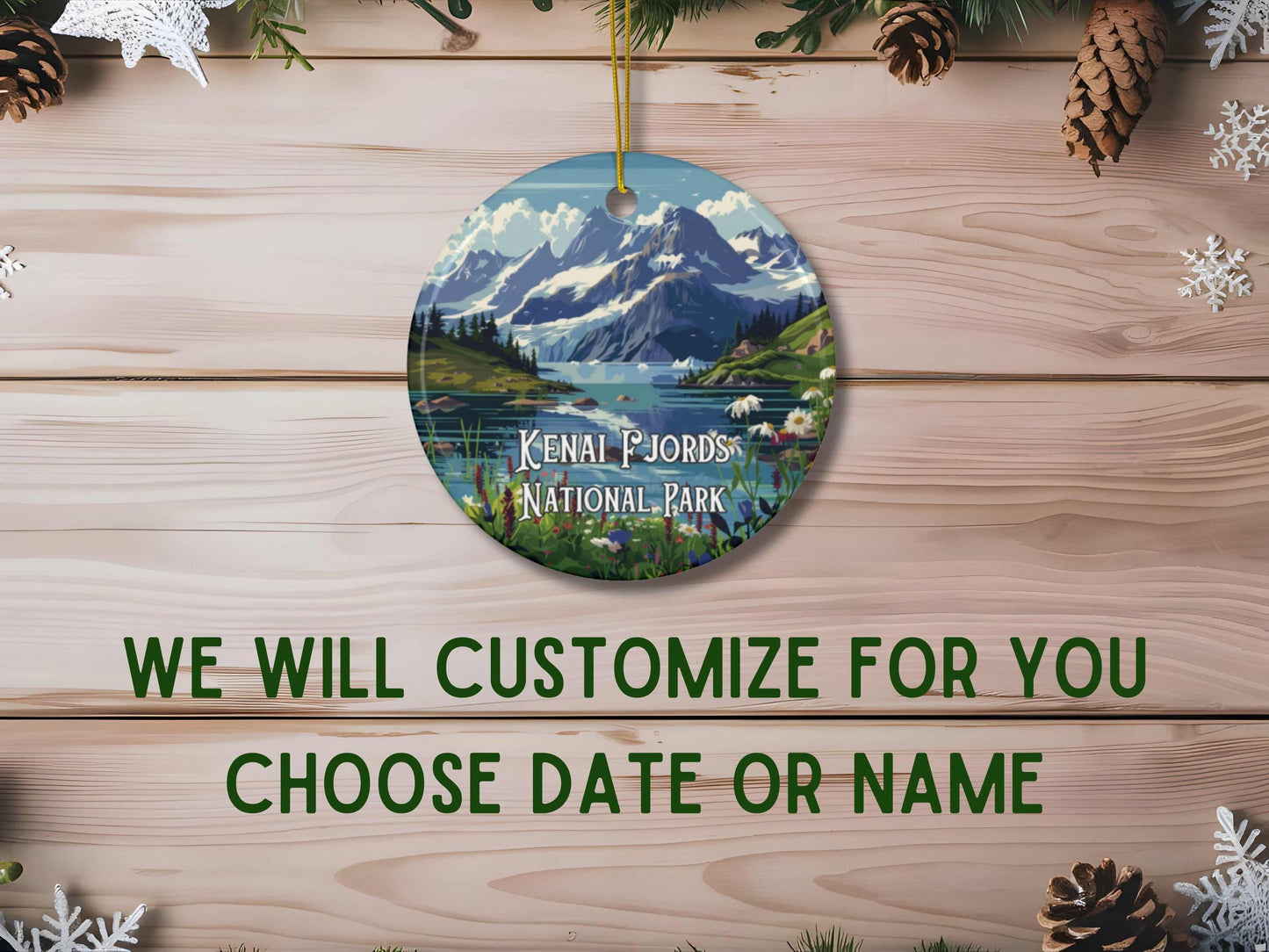 Kenai Fjords Illustrated Ornament - Alaska Holiday Decor Christmas