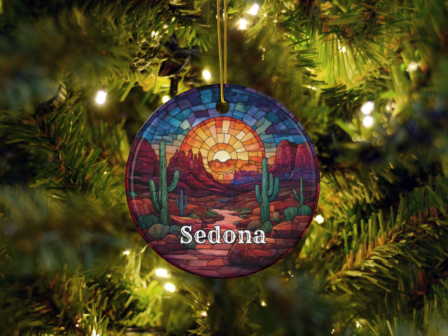 Sedona Arizona Faux Stained Glass Ornament