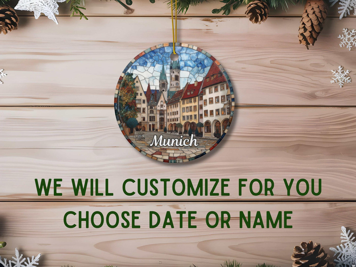 Munich Germany Stained Glass Style Ornament