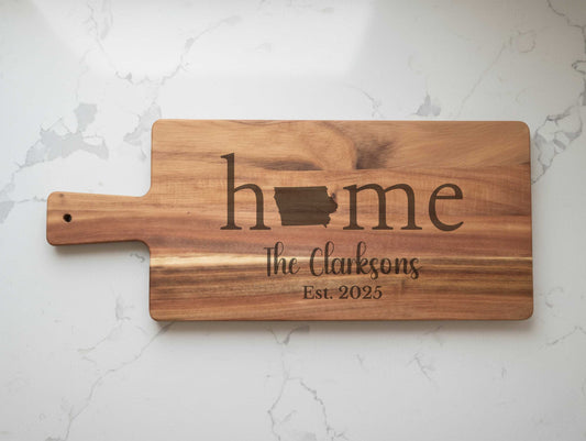 Engraved Iowa State Charcuterie Board
