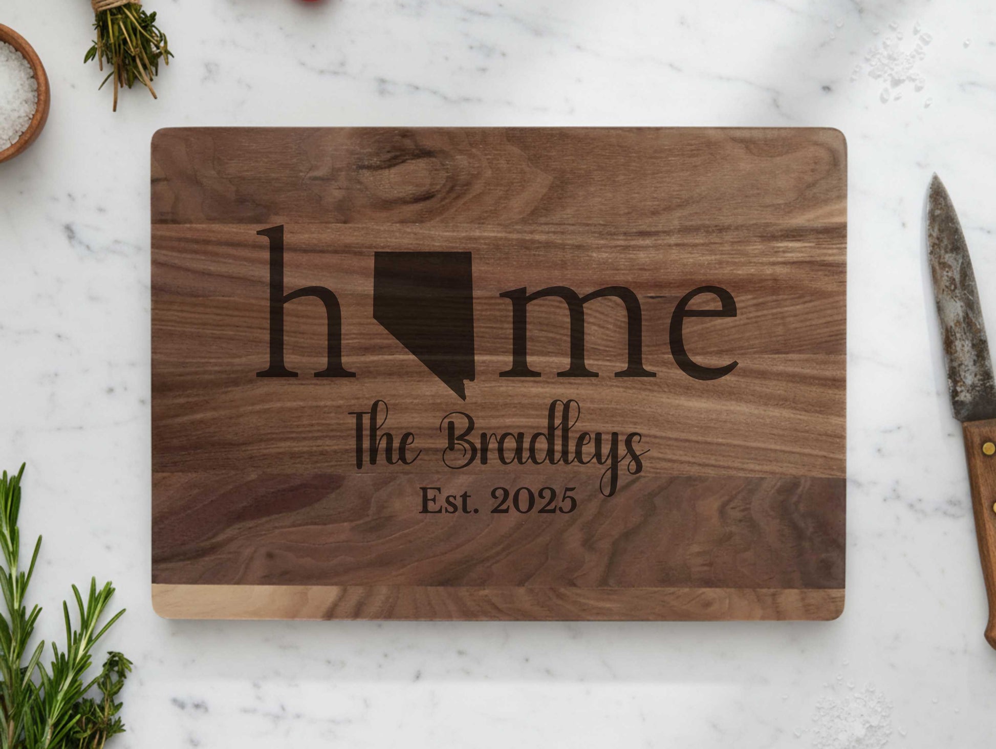 Engraved Nevada State Walnut Cutting Board