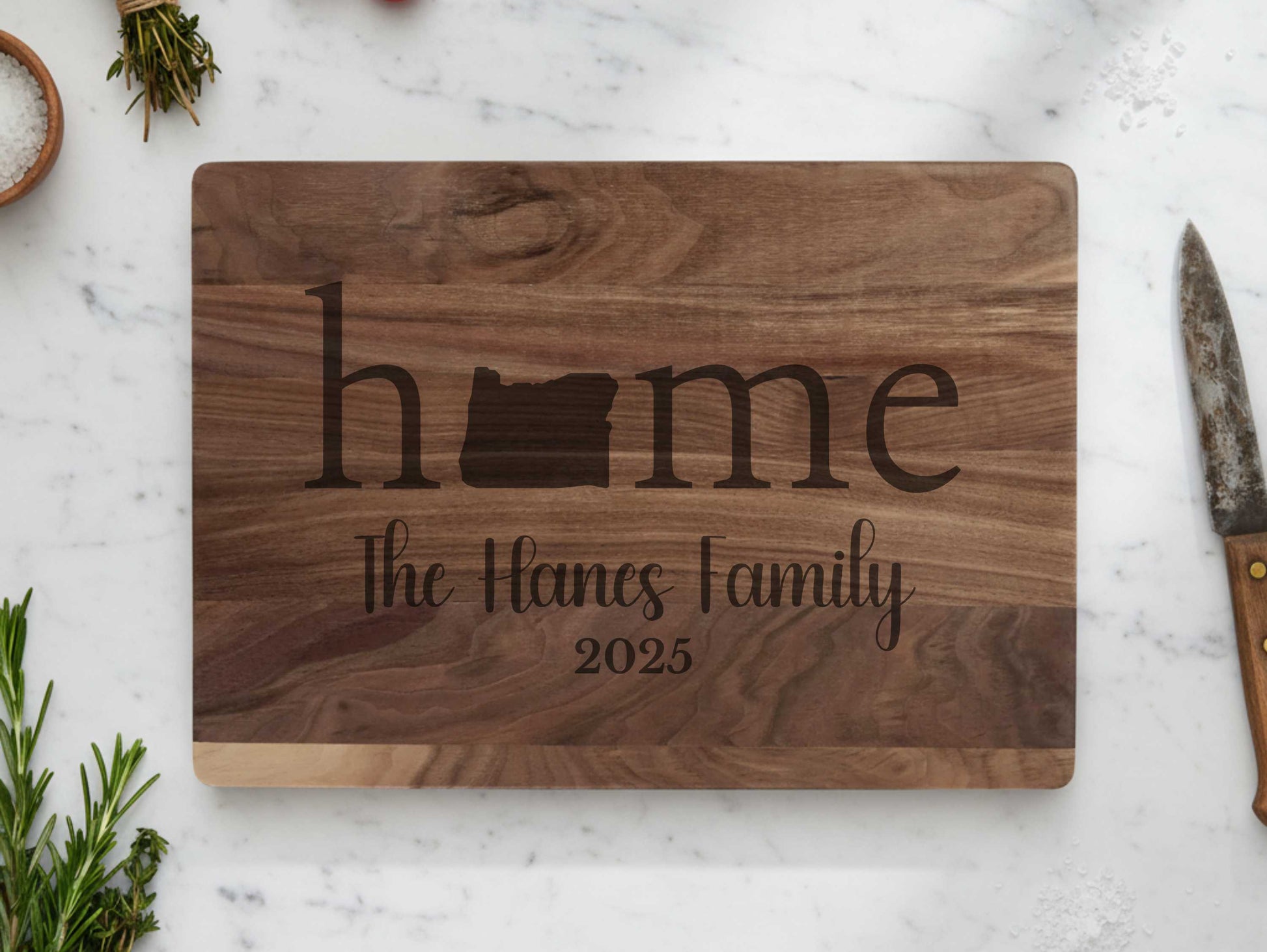 Oregon Home Engraved Walnut Cutting Board
