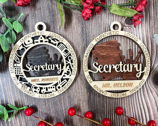 Personalized School Secretary Ornament