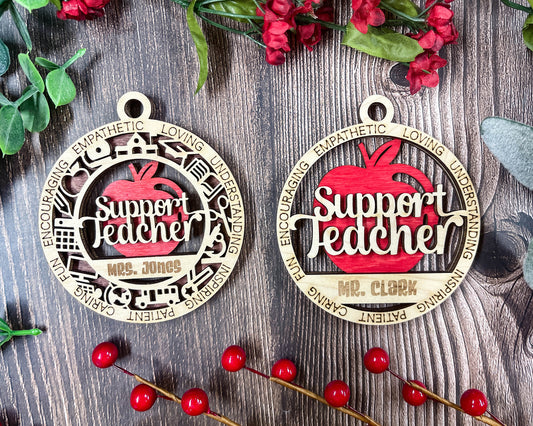 Personalized Support Teacher Ornament