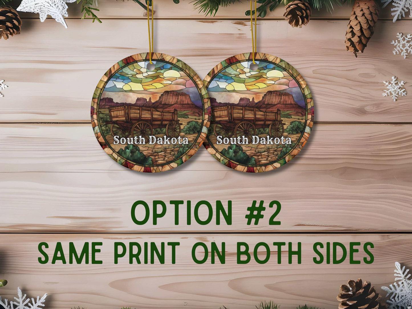 South Dakota Faux Stained Glass Ornament