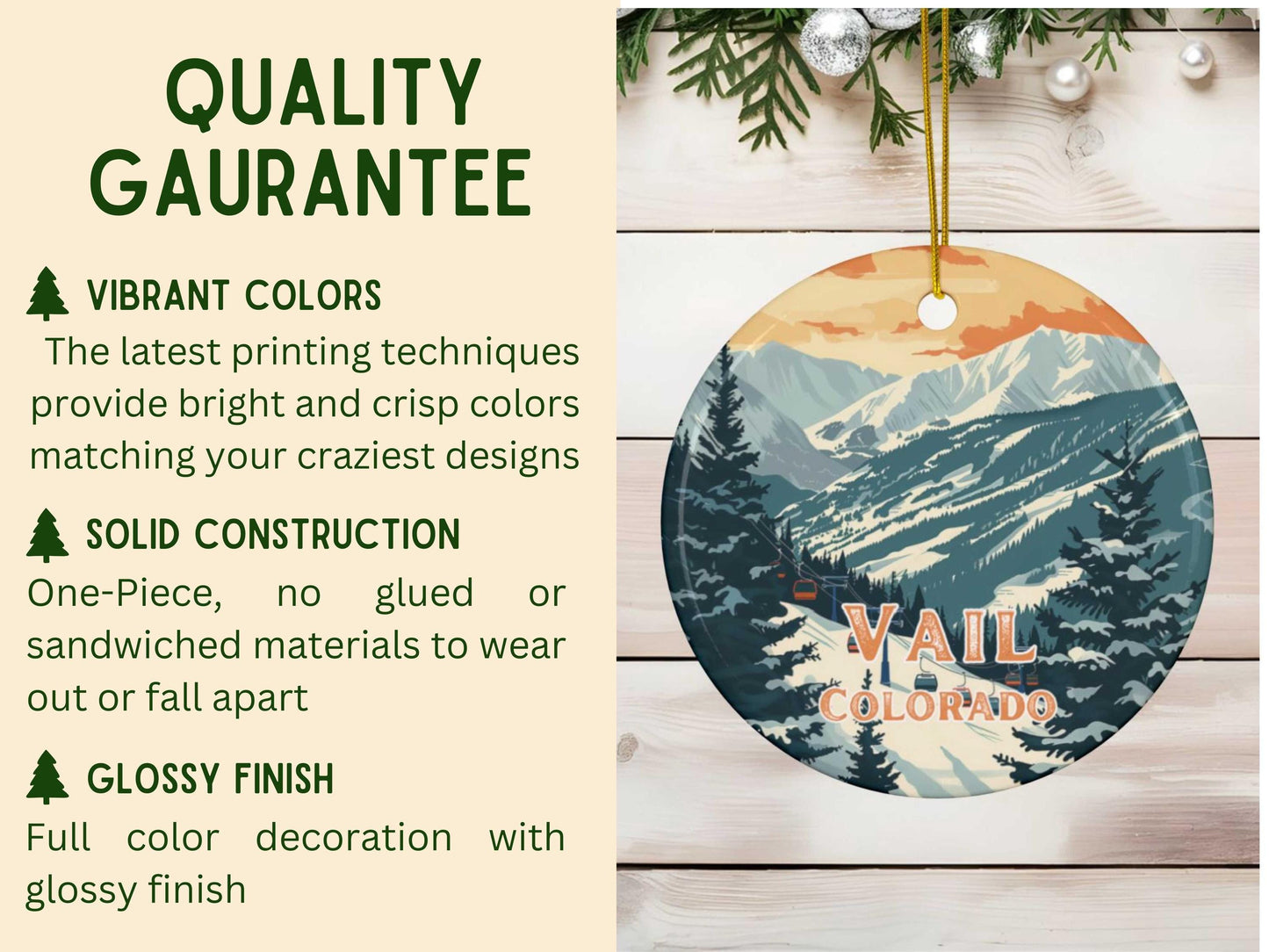 Vail Colorado Ski Village Ceramic Ornament