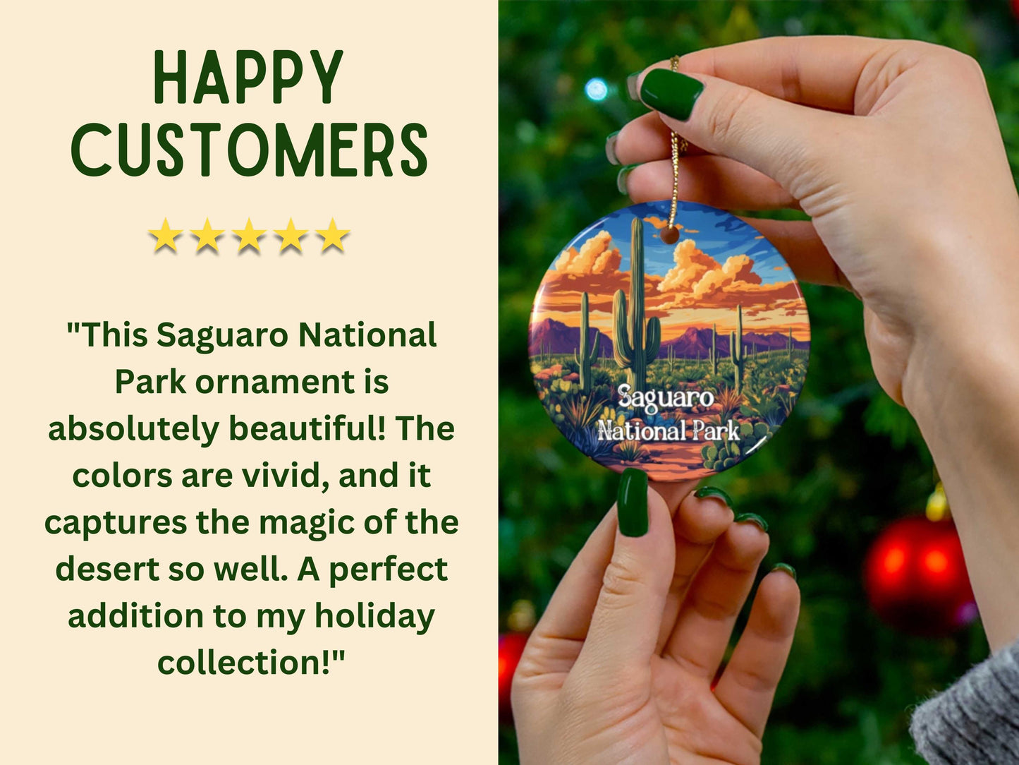 Saguaro National Park Illustrated Christmas Ornament