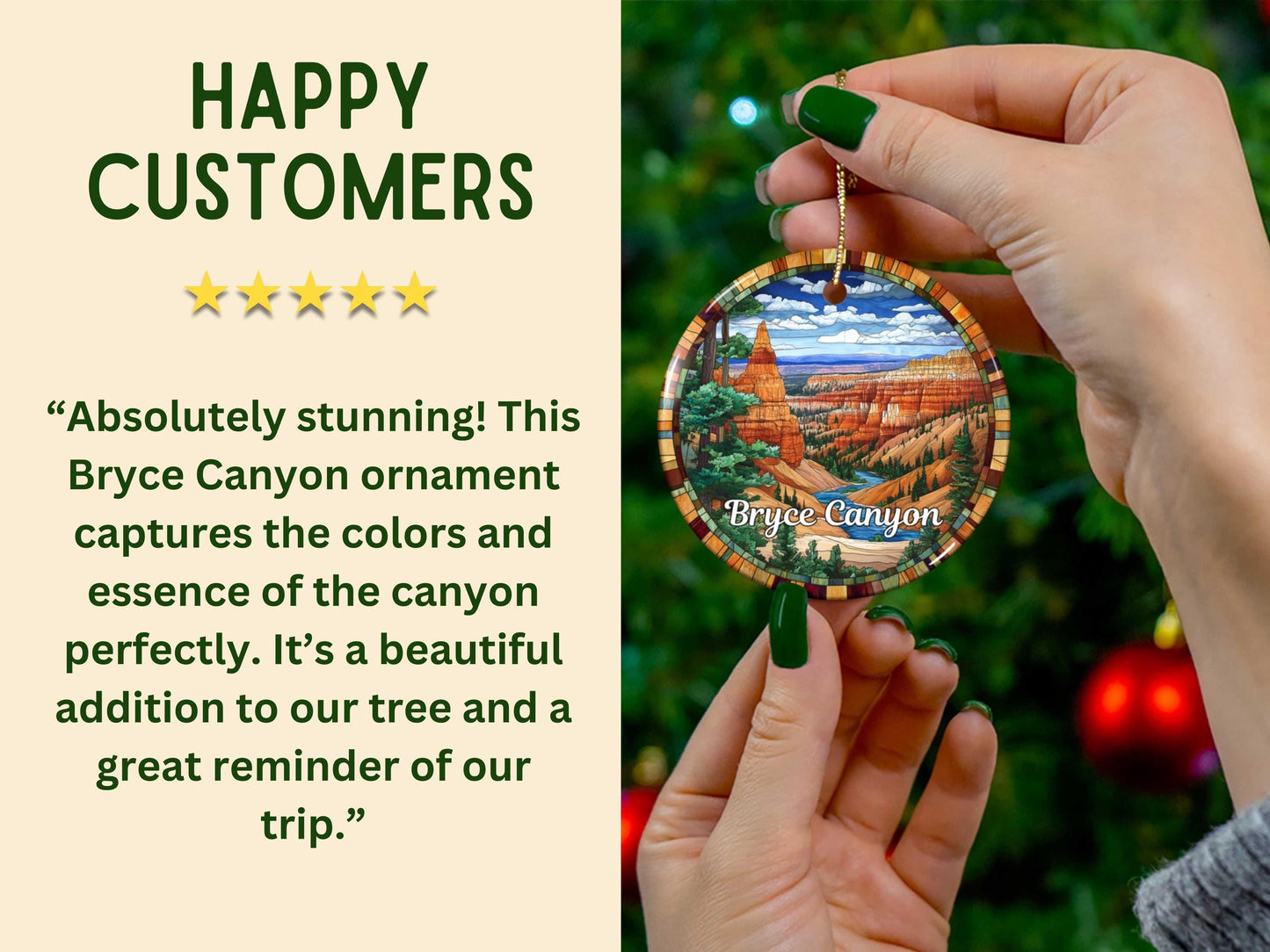 Bryce Canyon Stained Glass Style Christmas Ornament, National Parks Collection