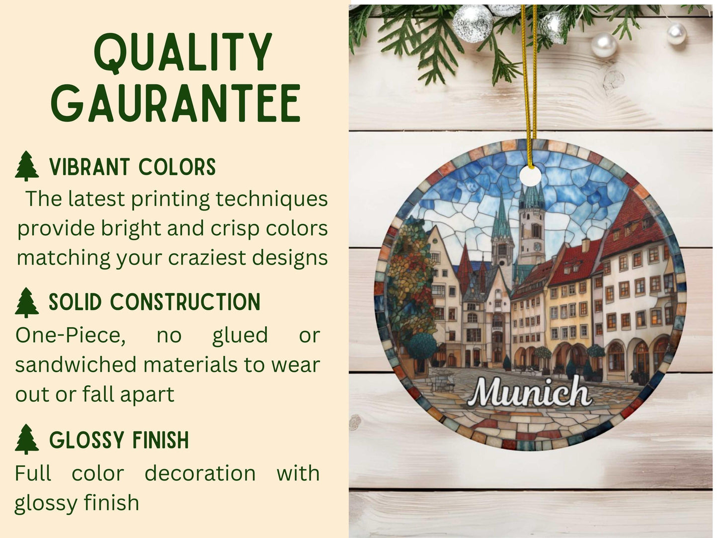 Munich Germany Stained Glass Style Ornament