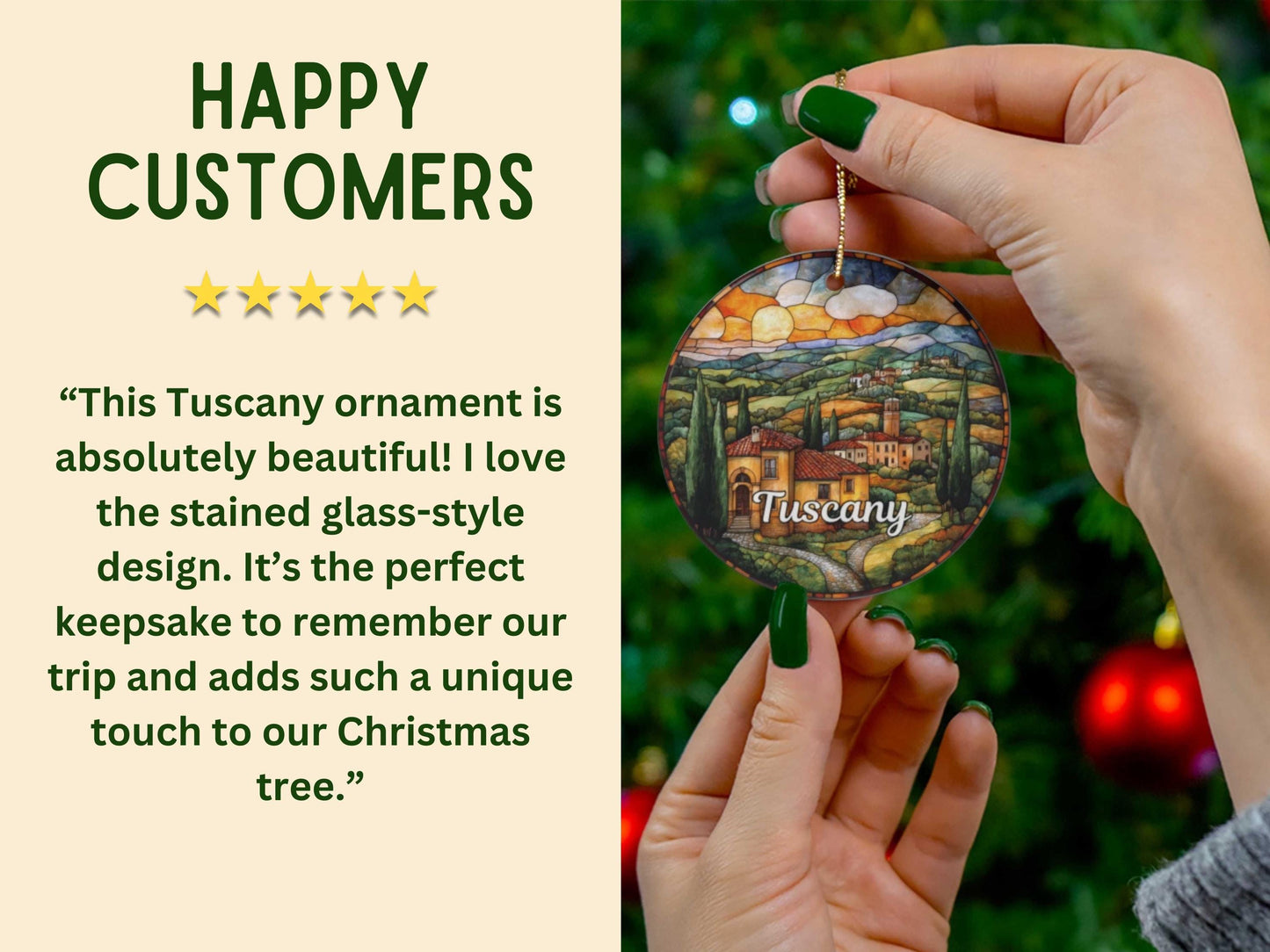 Tuscany Italy Faux Stained Glass Style Ornament