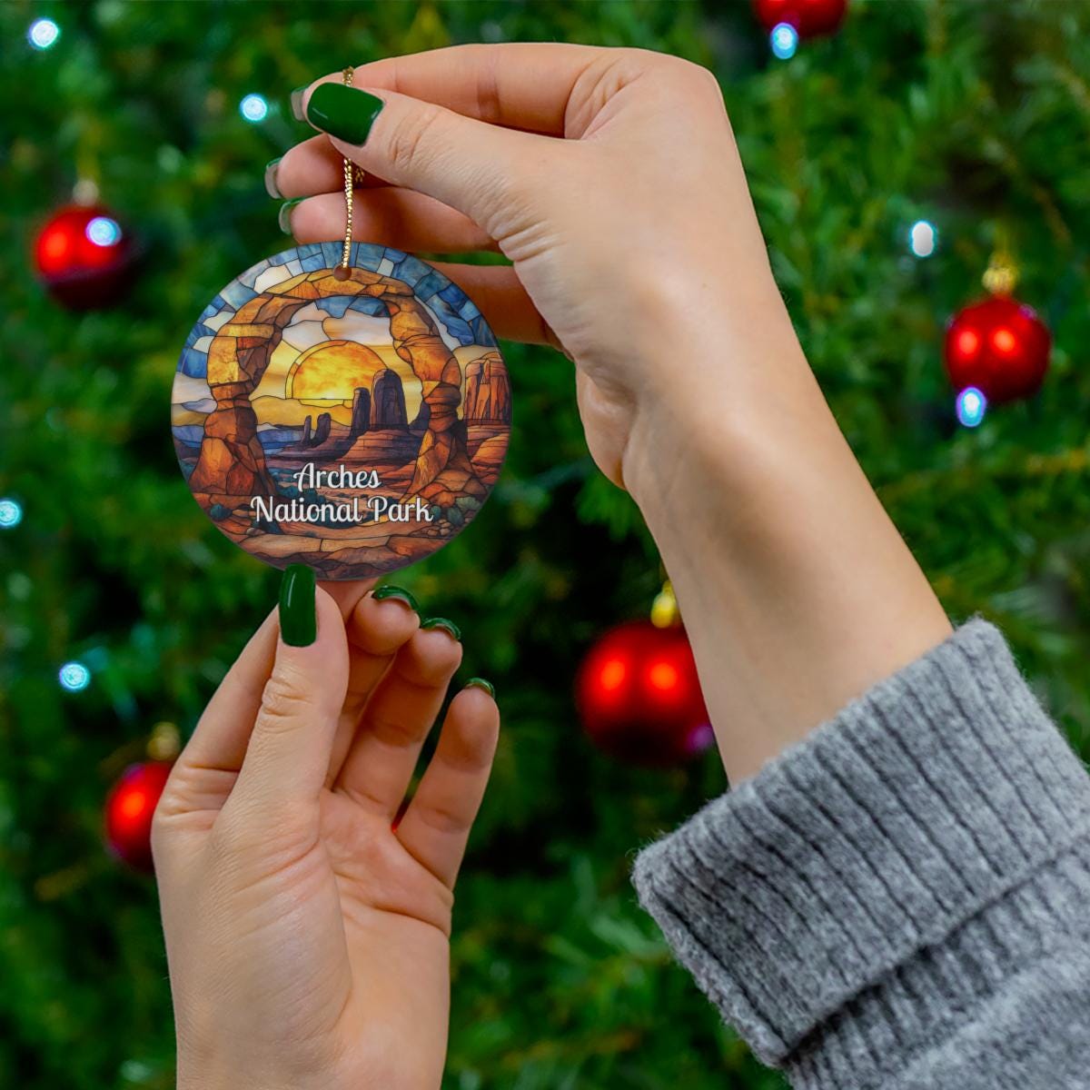 Arches National Park Stained Glass Style Ornament
