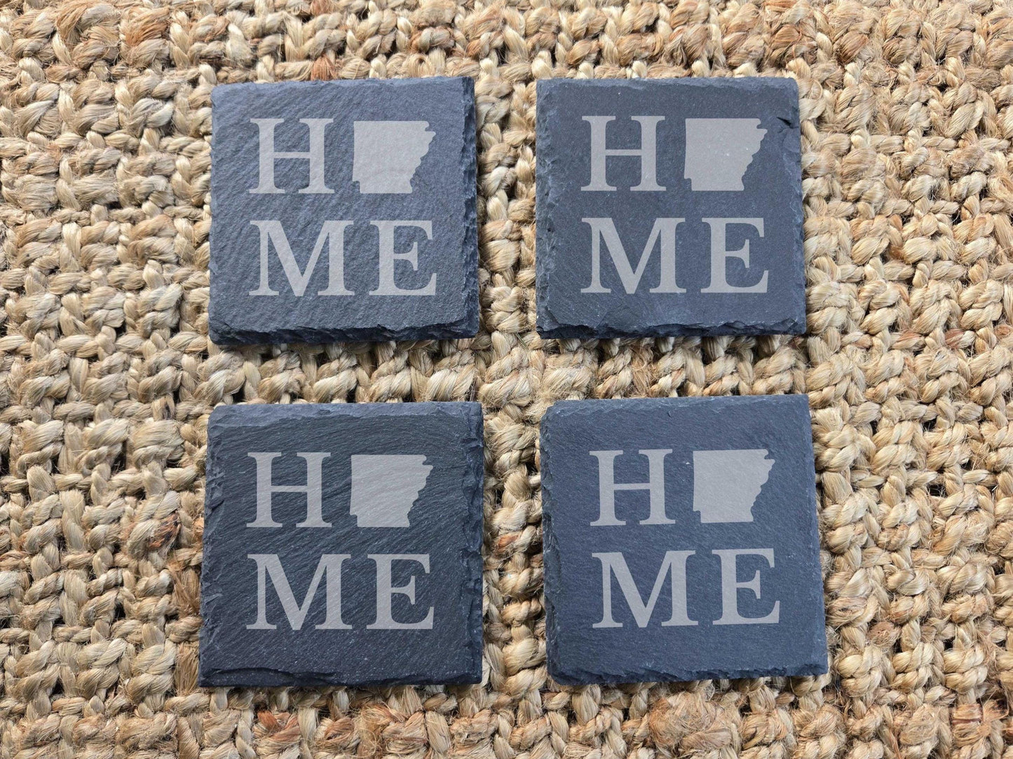 Arkansas Home State Engraved Drink Coasters, Set of 4