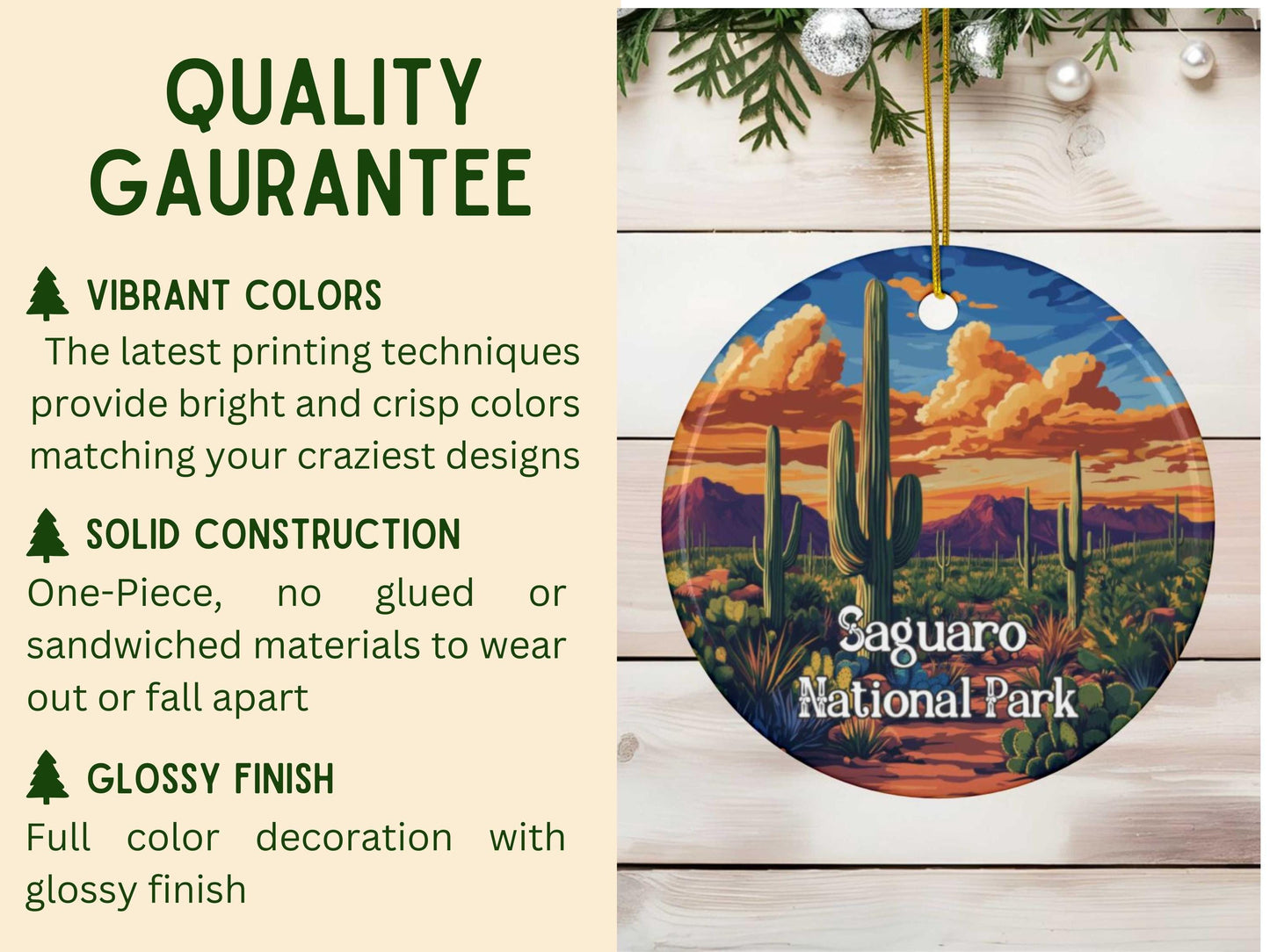 Saguaro National Park Illustrated Christmas Ornament