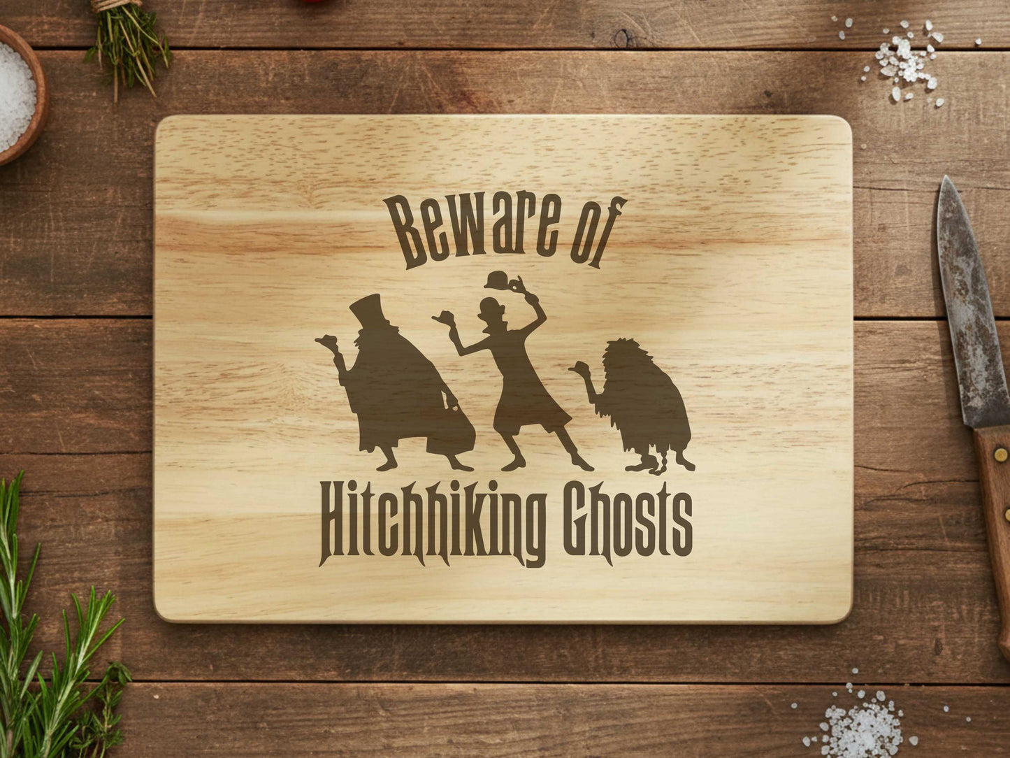 Hitchhiking Ghosts Cutting Board, Engraved Haunted Mansion Gift