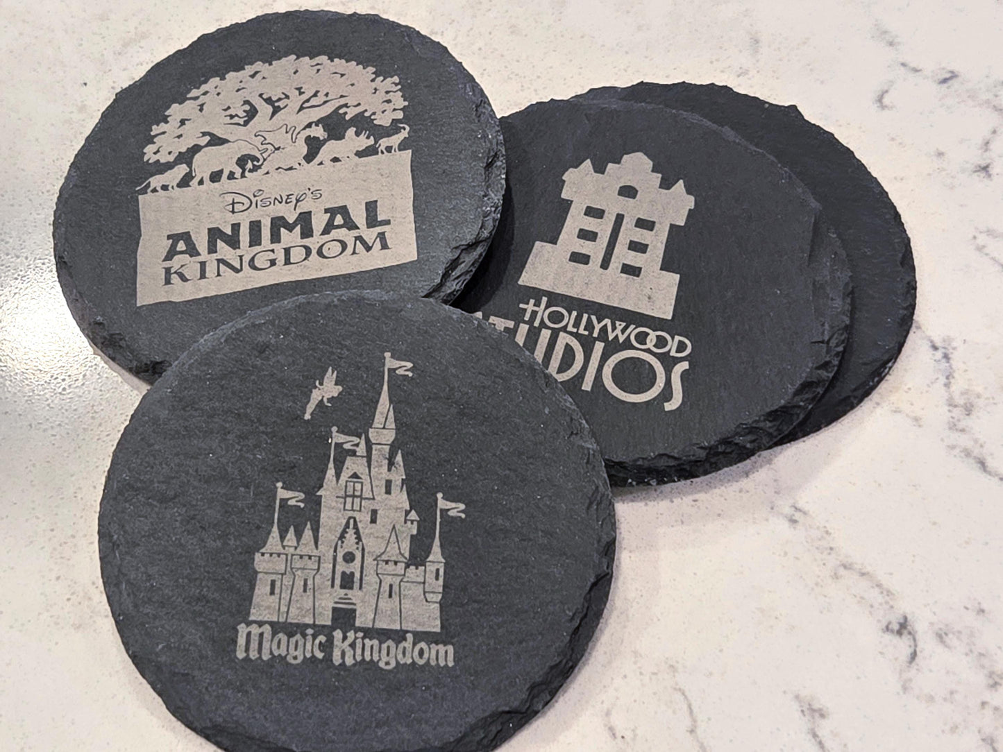 Disney World Four Parks Engraved Coasters, Set of 4