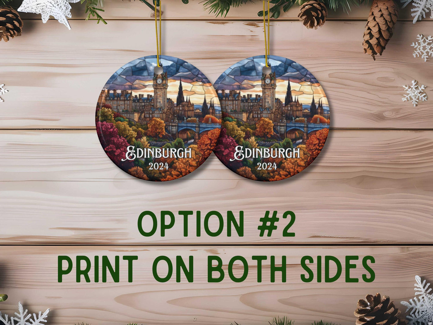 Edinburgh Scotland Faux Stained Glass Style Ornament