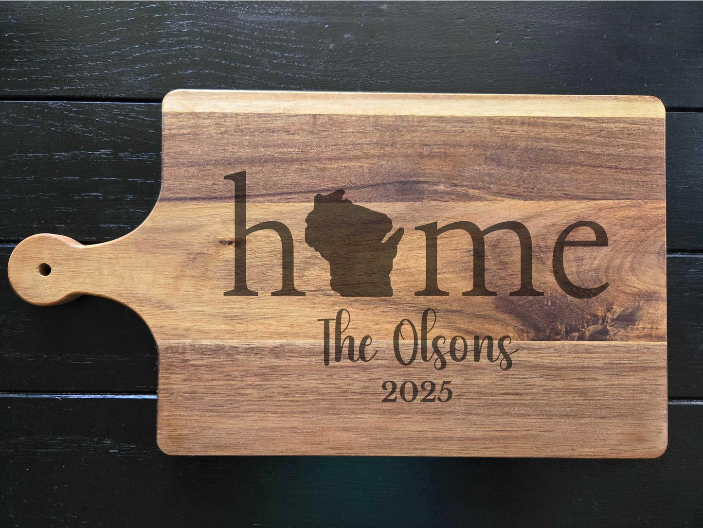 Personalized Wisconsin Wood Charcuterie or Cutting Board