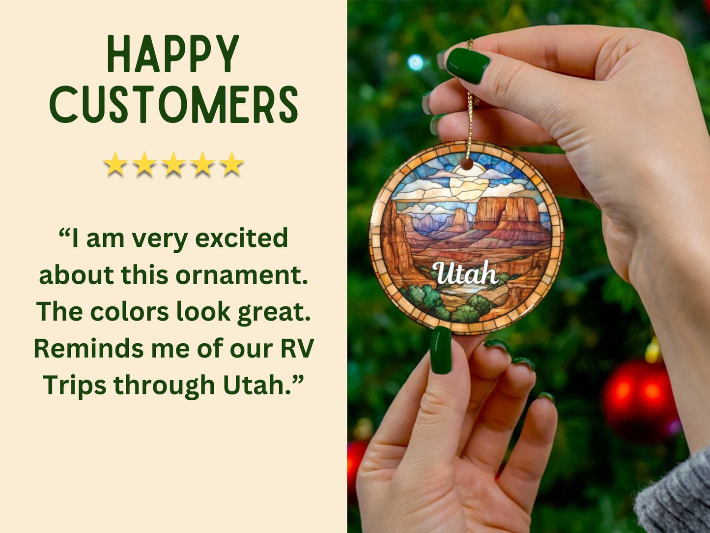 Utah Faux Stained Glass Ornament
