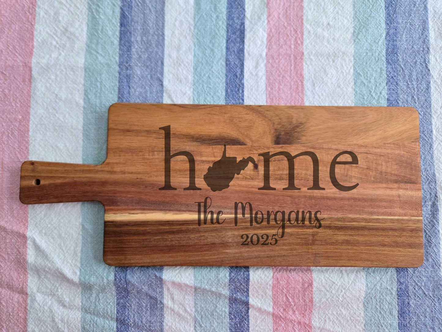 Personalized West Virginia Wood Charcuterie or Cutting Board
