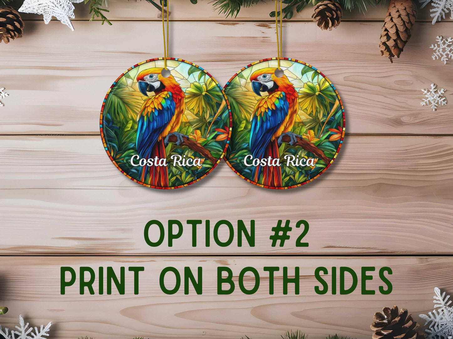 Costa Rica Faux Stained Glass Ornament
