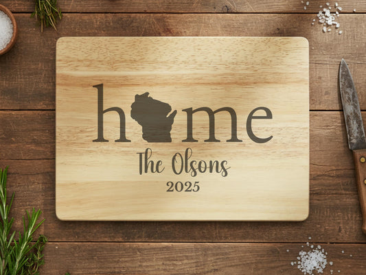 Personalized Wisconsin Wood Charcuterie or Cutting Board