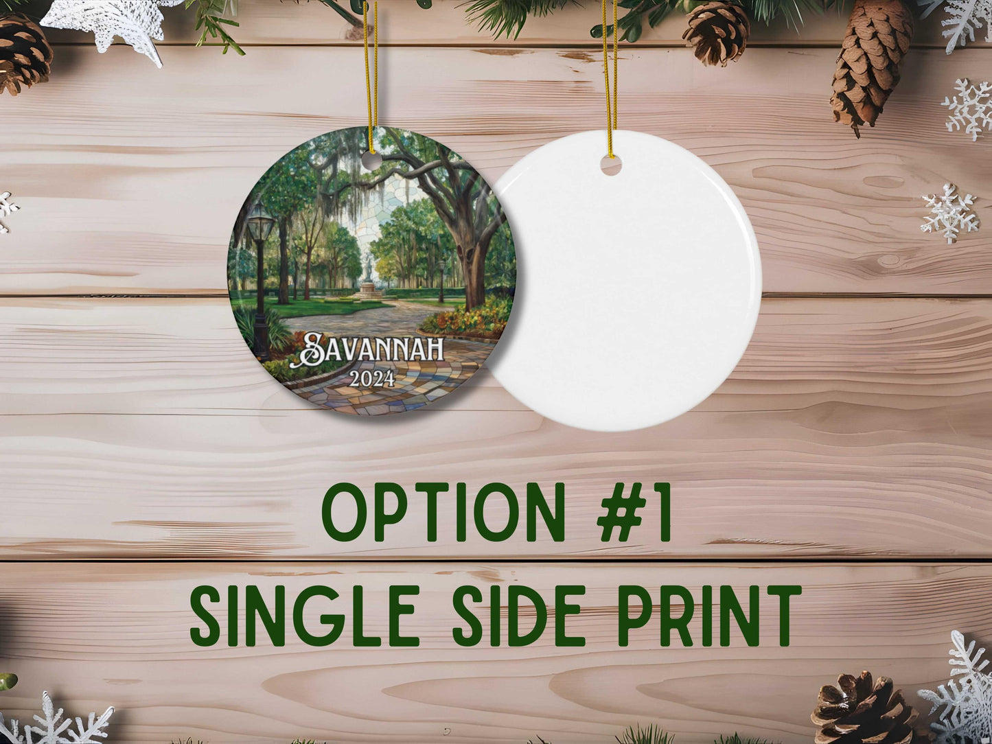Savannah Georgia Faux Stained Christmas Ornament