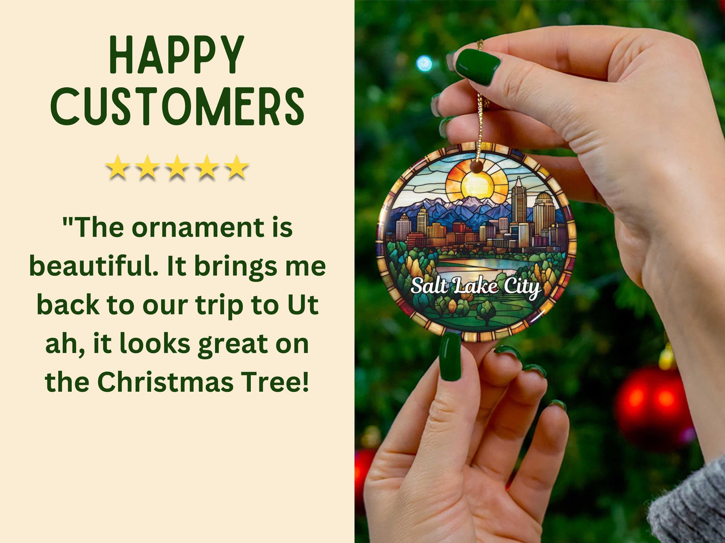 Salt Lake City Faux Stained Glass Ornament