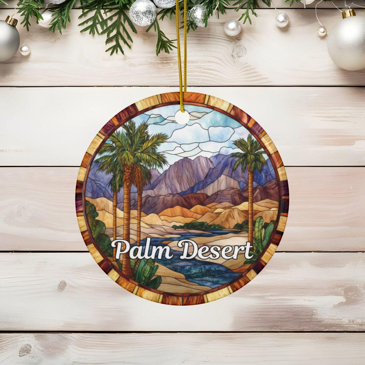 Palm Desert Stained Glass Style Ornament