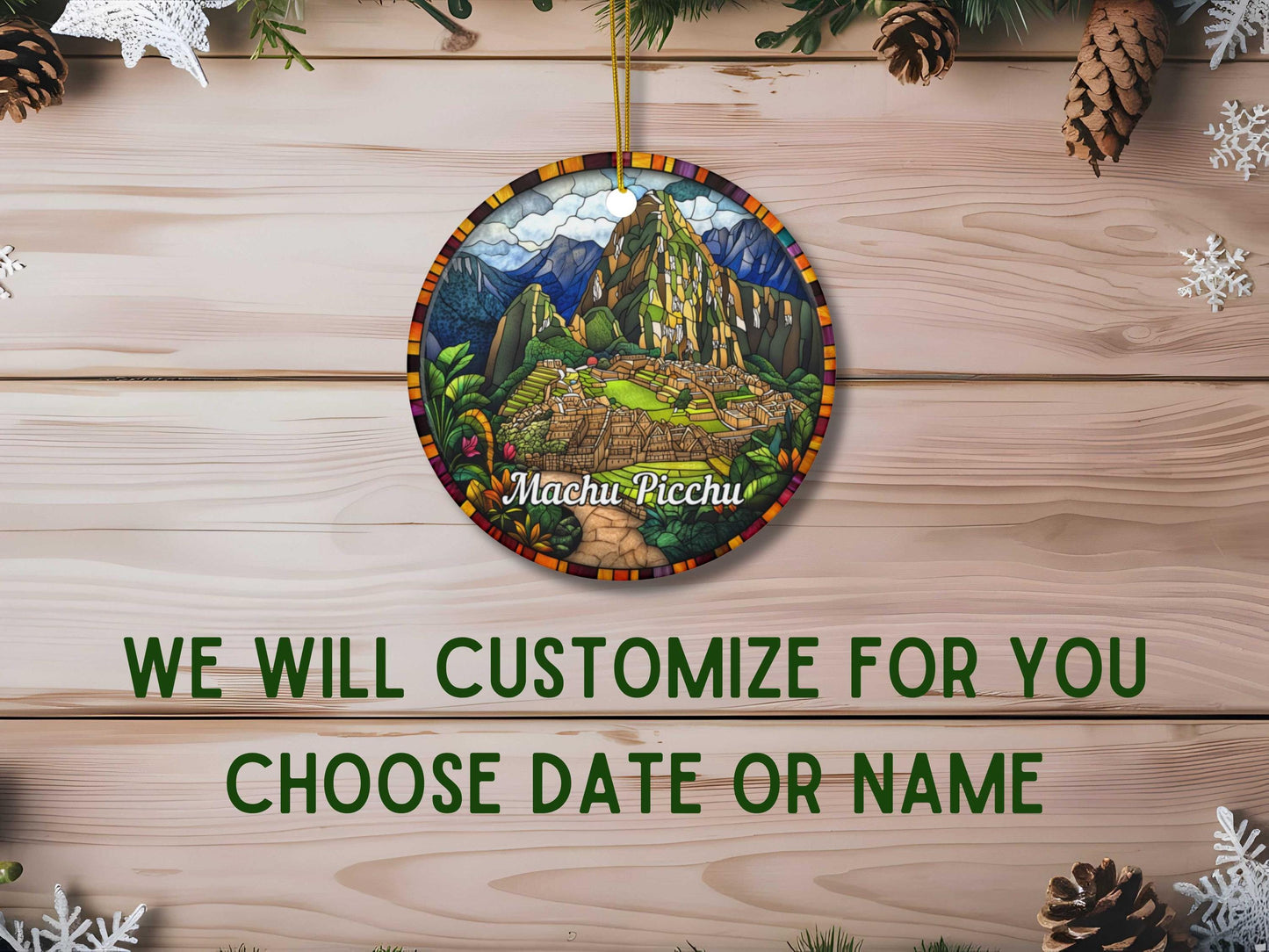 Machu Picchu Faux Stained Glass Ornament