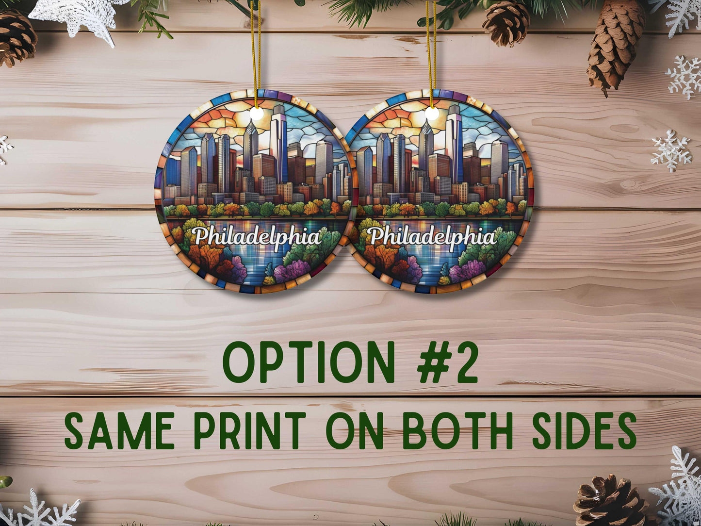 Philadelphia Stained Glass Style Ornament