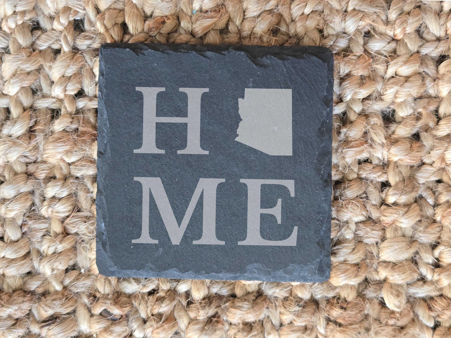 Arizona Home State Engraved Stone Drink Coasters, Set of 4