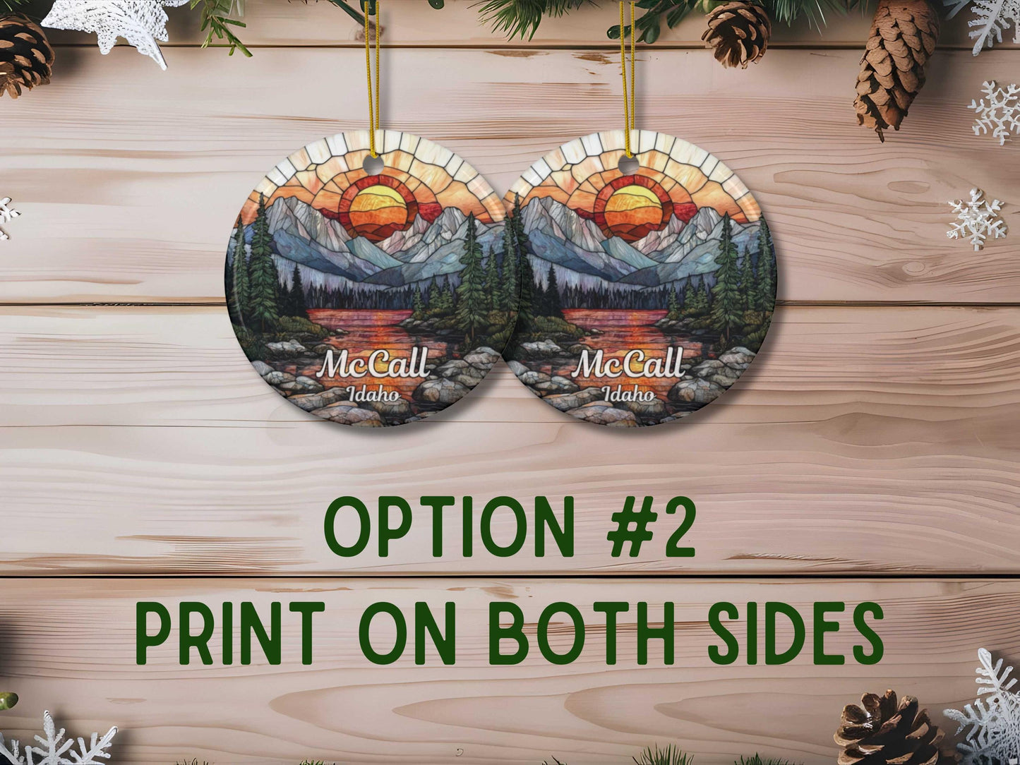 McCall Idaho Stained Glass Style Ornament