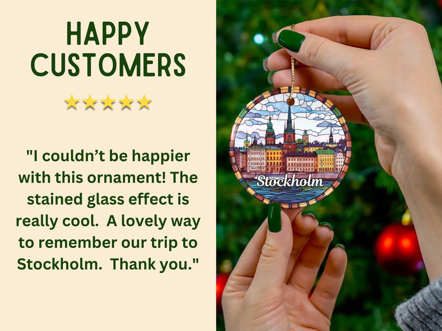Stockholm Stained Glass Style Ornament