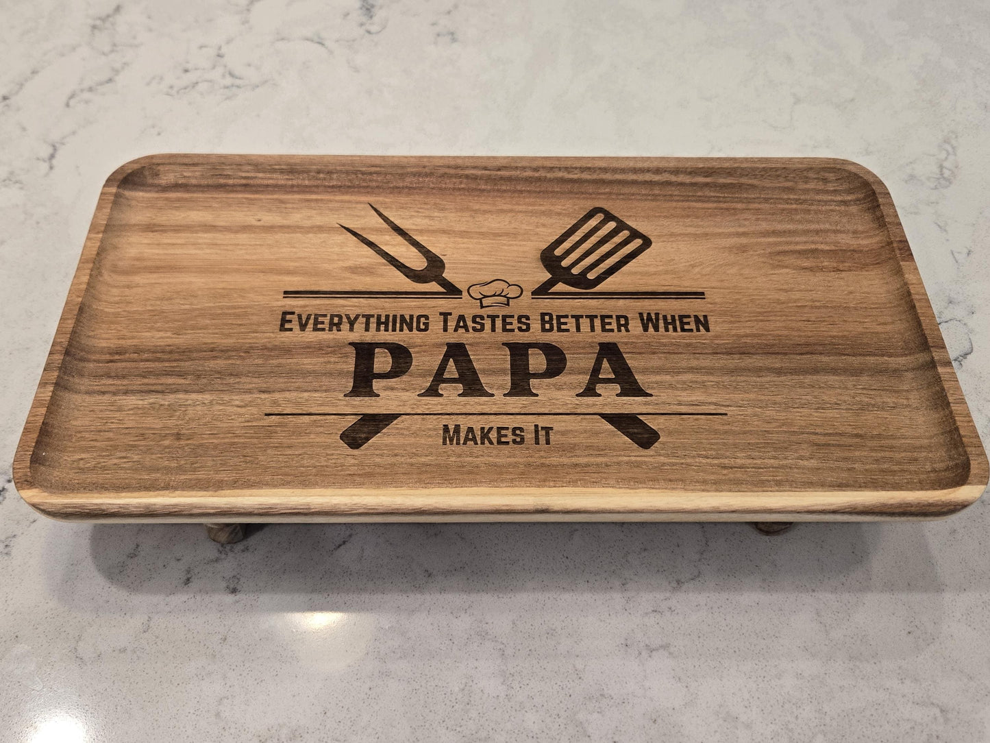 Engraved Acacia Wood Serving Tray, Personalized Father's Day Gift