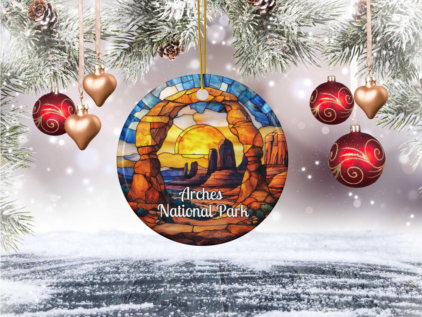 Arches National Park Stained Glass Style Ornament