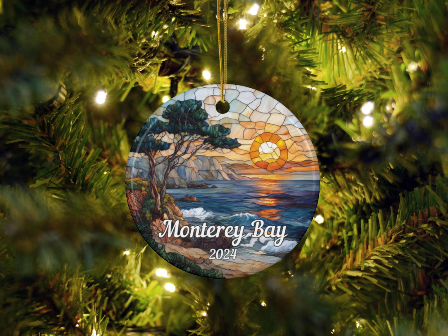 Monterey Bay Faux Stained Glass Ornament