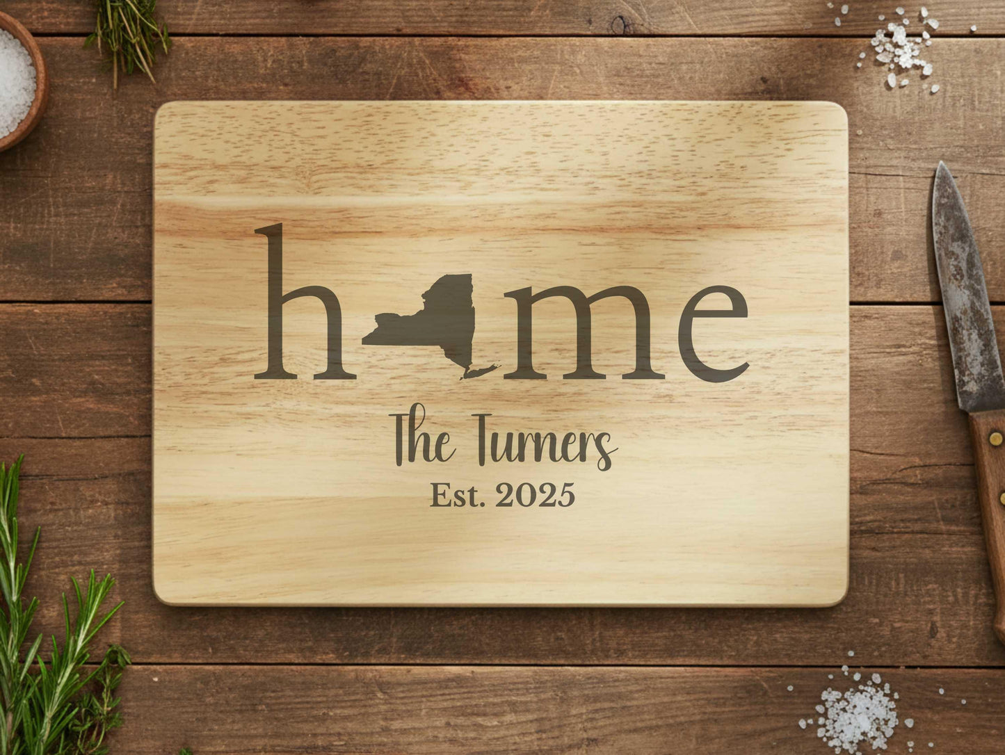 Personalized New York Wood Charcuterie or Cutting Board