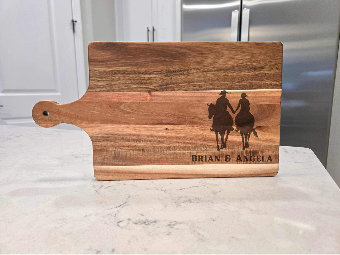 Cowboy Cutting Board, Horse Riding Couple Charcuterie Board