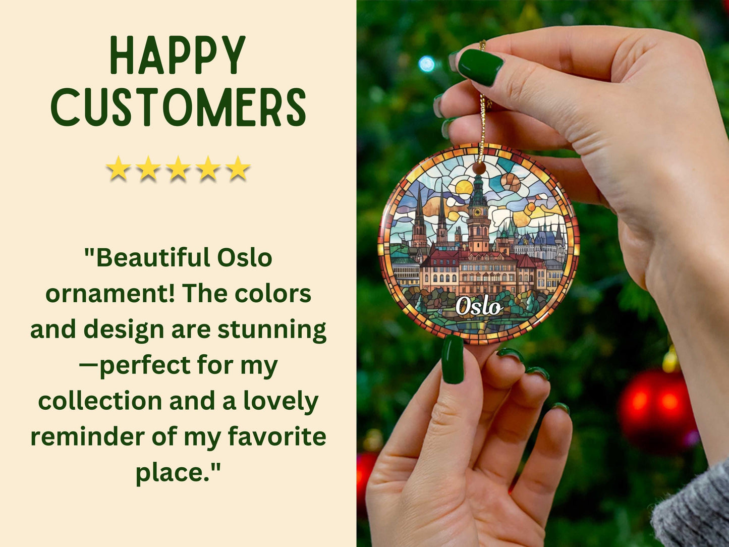 Oslo Norway Stained Glass Style Ornament