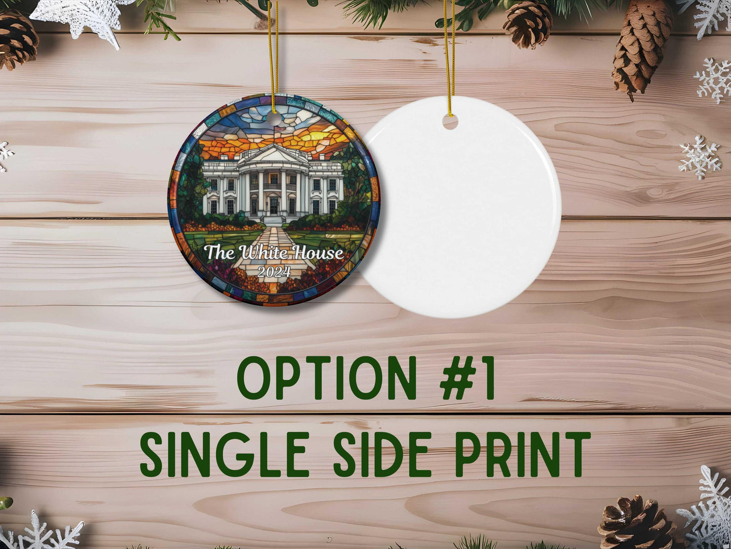 White House Washington D.C. Faux Stained Glass Ornament
