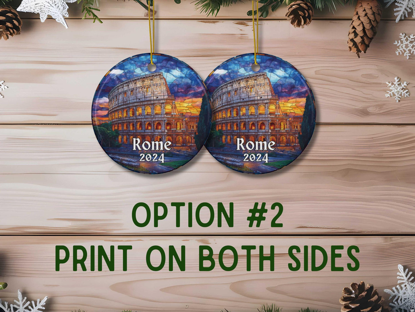 Rome Colosseum Stained Glass Style Ornament