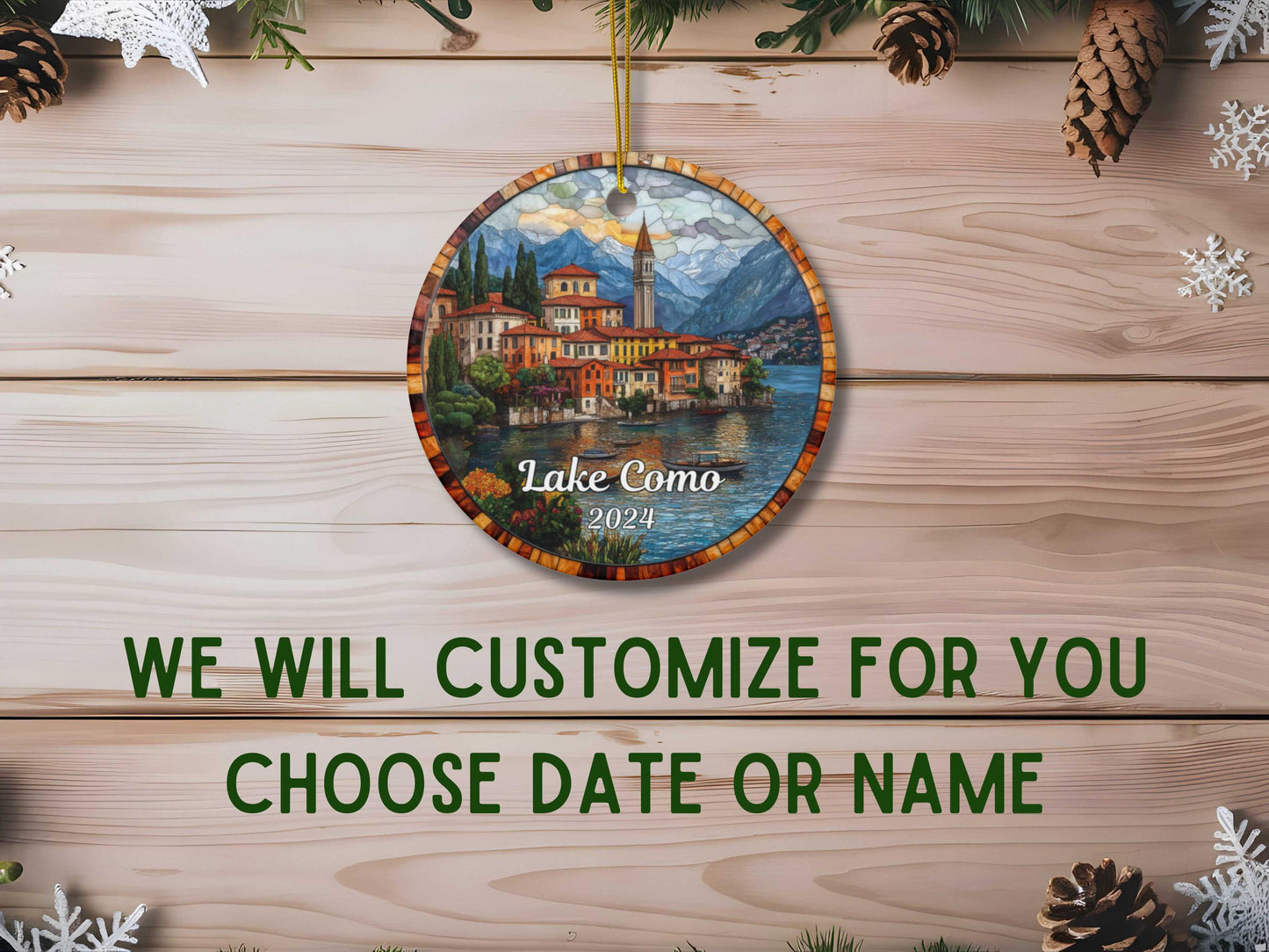Lake Como Stained Glass Style Ornament