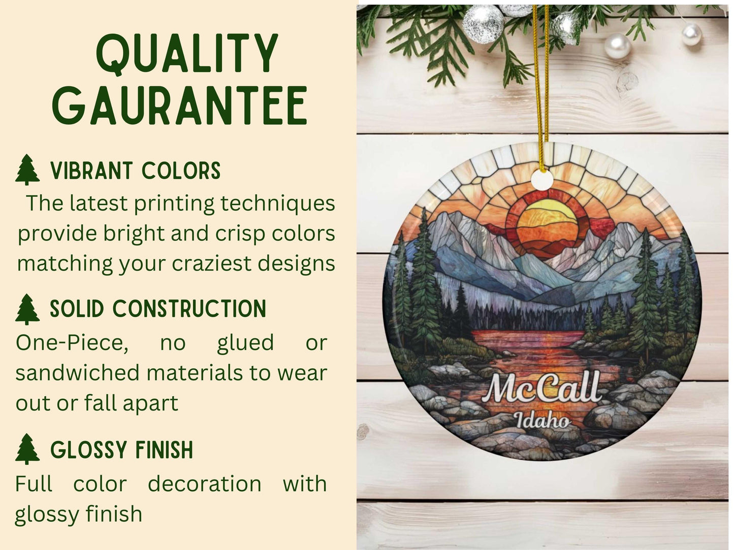 McCall Idaho Stained Glass Style Ornament