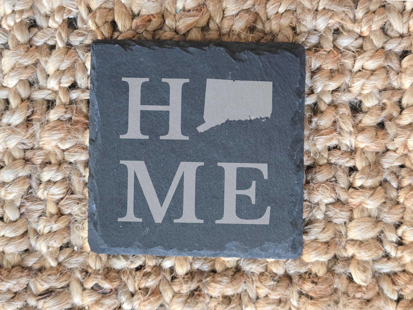 Connecticut Home State Engraved Drink Coasters, Set of 4