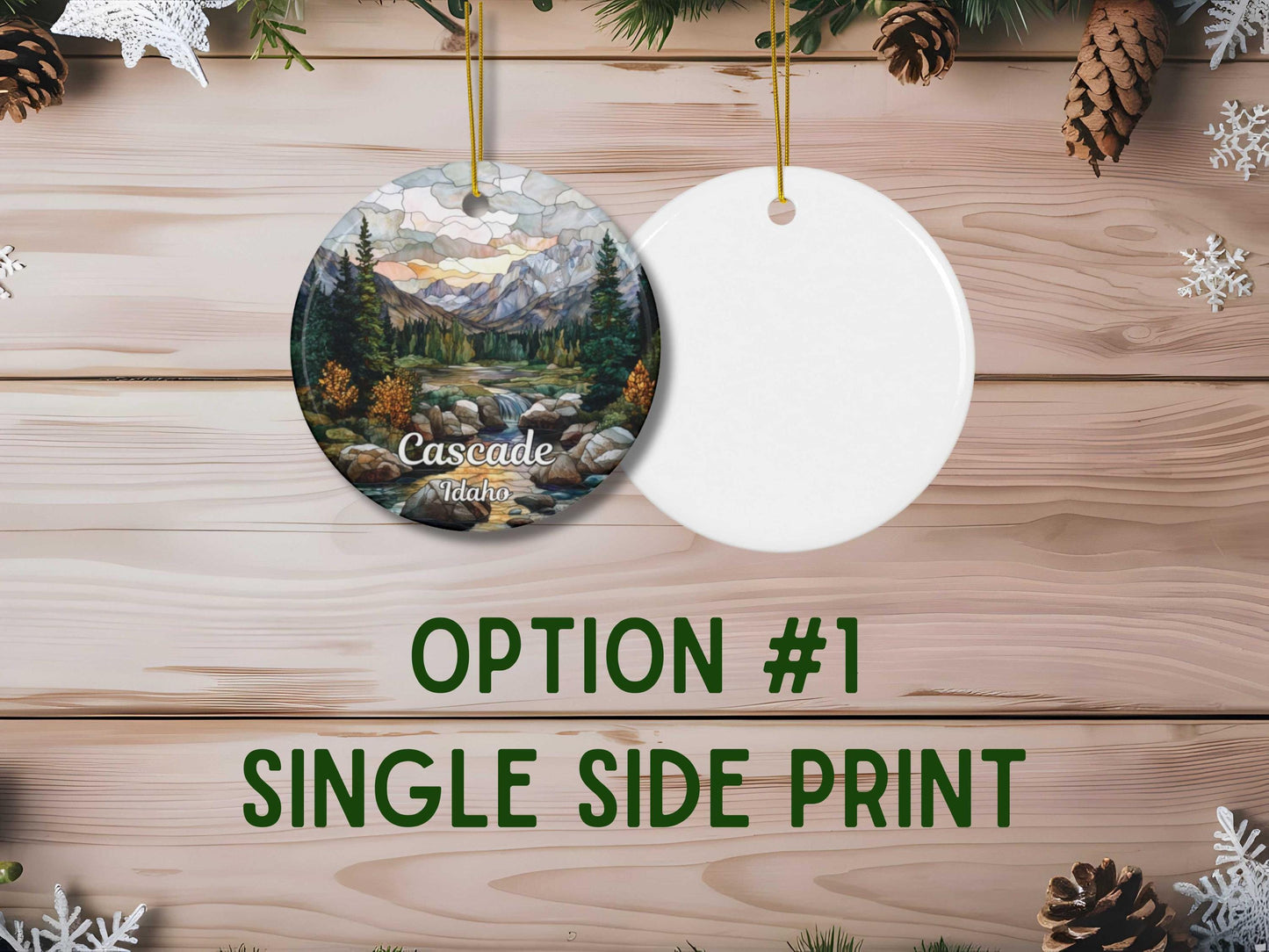 Cascade Idaho Stained Glass Style Ornament