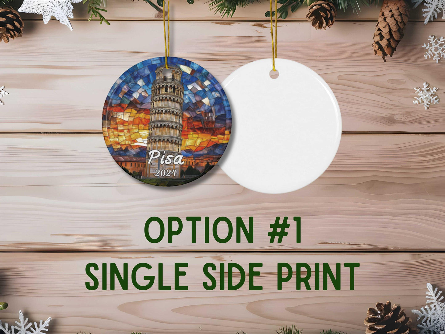 Tower of Pisa Italy Stained Glass Style Ornament